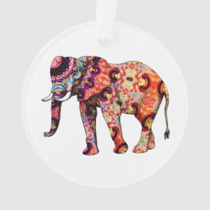 Colourful abstract elephant ornament