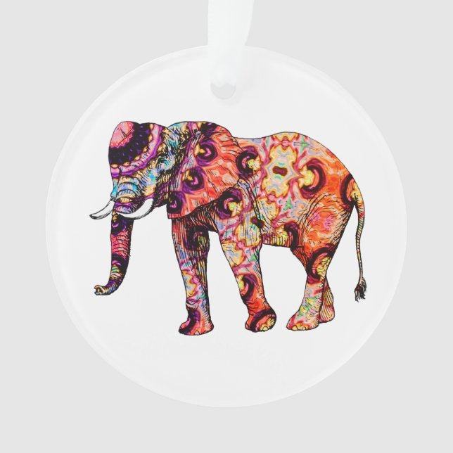 Colourful abstract elephant ornament (Front)
