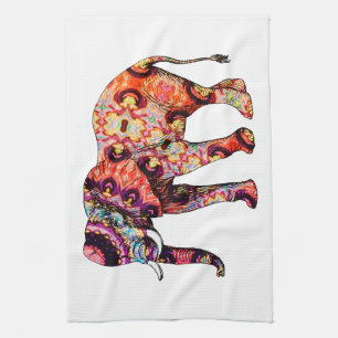 Colourful abstract elephant tea towel