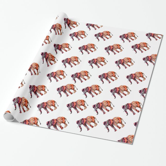 Colourful abstract elephant wrapping paper (Unrolled)