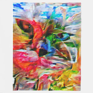Colourful Abstract Expressionist Cat Art Print" Fleece Blanket