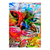 Colourful Abstract Expressionist Cat Art Print"