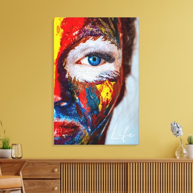 Colourful Abstract Face Art Canvas Print (Insitu(LivingRoom))