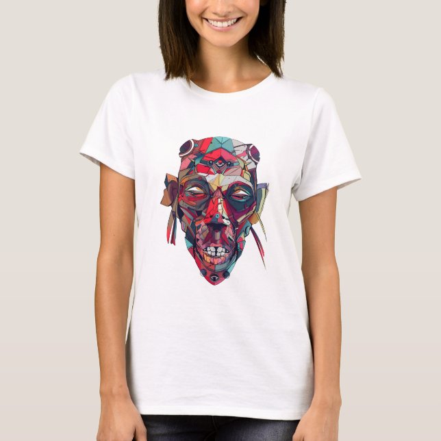 Colourful Abstract Face Art T-Shirt (Front)