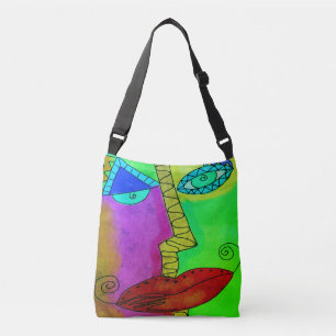 Colourful Abstract Face Crossbody Bag