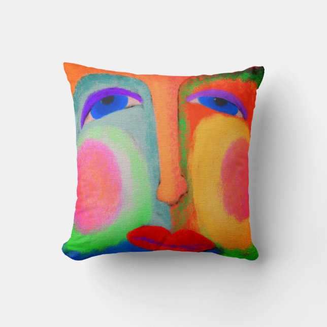 Colourful Abstract Face Cushion (Front)