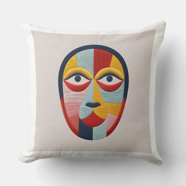 Colourful Abstract Face Pillow (Front)