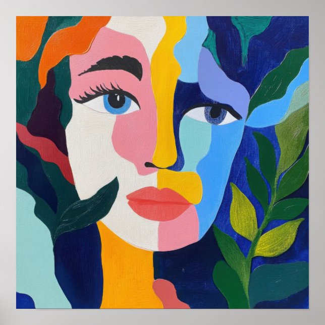Colourful Abstract Face Poster (Front)