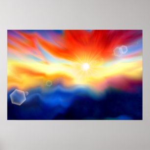Colourful Abstract Fantasy Skyscape with Sunrise Poster