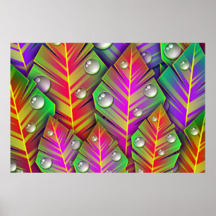 Colourful Abstract Feathers Artwork Wall Poster