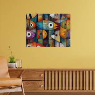 Colourful Abstract Fish Art Poster