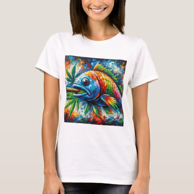 Colourful Abstract Fish Art T-Shirt (Front)