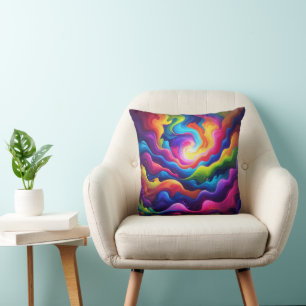 Colourful Abstract Fish Design   Artistic Fishing  Cushion