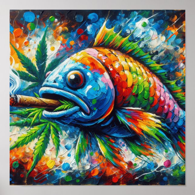 Colourful Abstract Fish Wall Decor Art (Front)