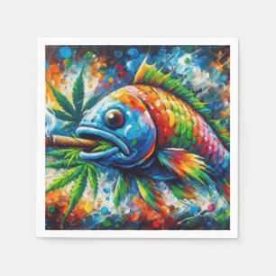 Colourful Abstract Fish Wall Decor Art Napkin