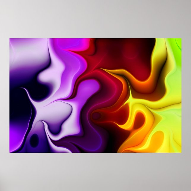 Colourful Abstract Flames Poster (Front)
