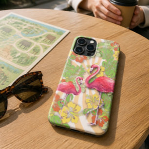 Colourful Abstract Flamingo & Floral iPhone 13 Pro Max Case