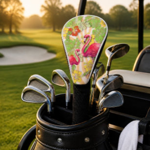 Colourful Abstract Flamingo & Floral Golf Head Cover