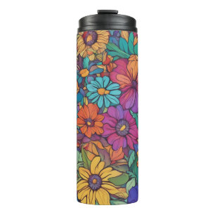 Colourful Abstract Floral #200 - Thermal Tumbler