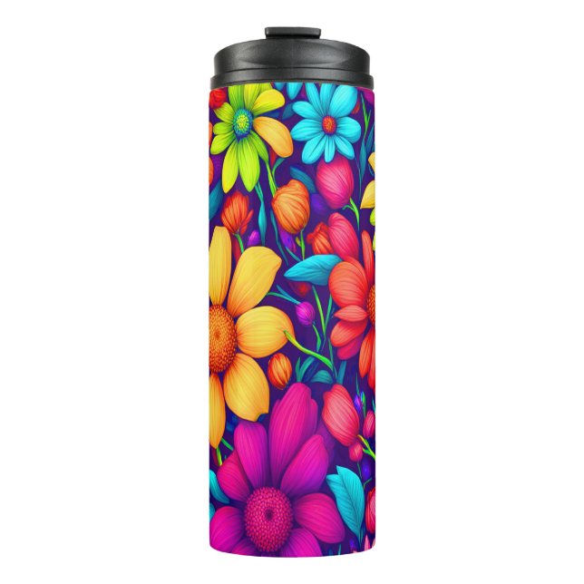 Colourful Abstract Floral #333 - Thermal Tumbler (Front)