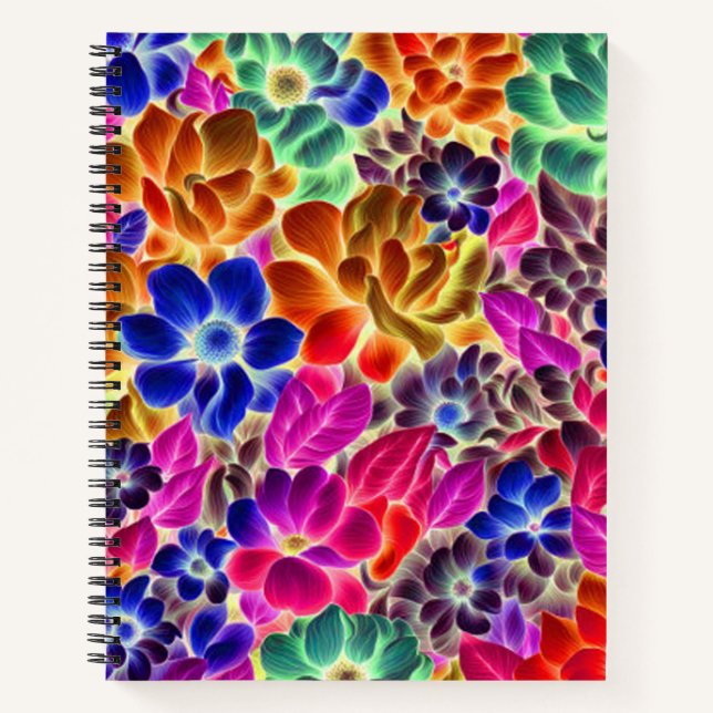 Colourful Abstract Floral #887 - Spiral Notebook (Front)
