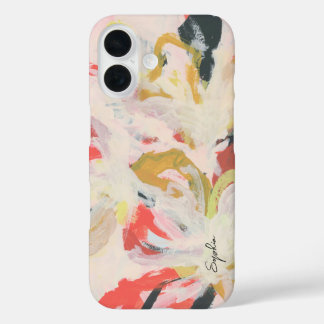Colourful Abstract Floral Art Your Name iPhone 16 Case