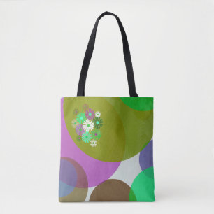 Colourful Abstract Floral Circles Tote Bag