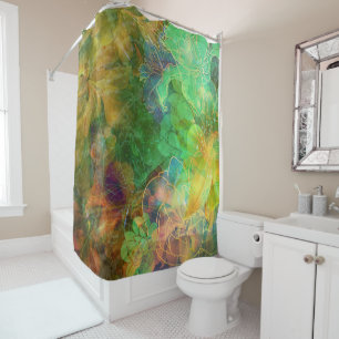 Colourful Abstract Floral Collage Shower Curtain