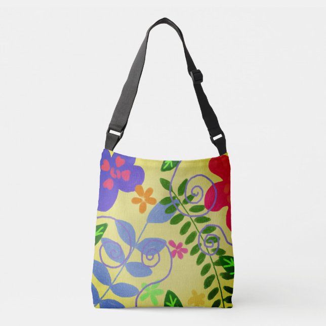 Colourful Abstract Floral Crossbody Bag (Front)