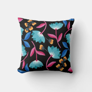 Colourful abstract floral cushion