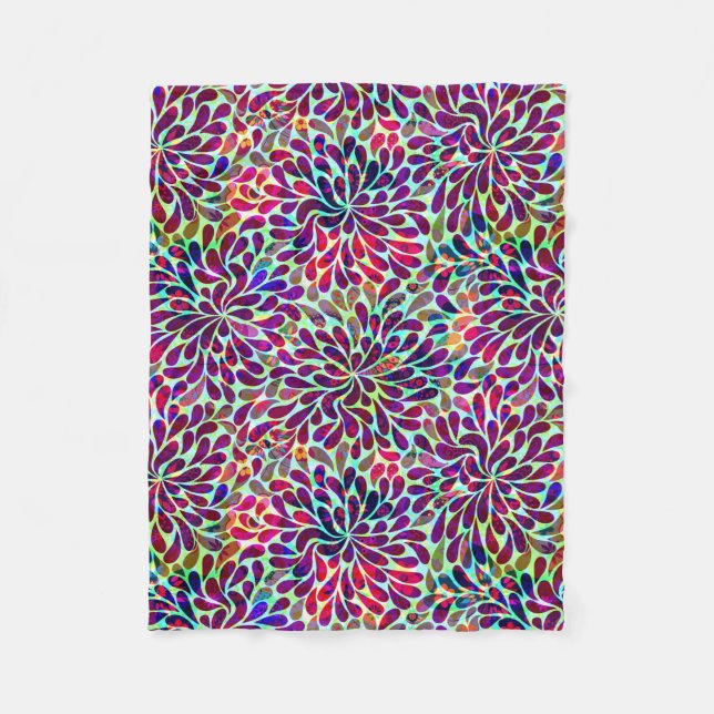Colourful Abstract Floral Design Fleece Blanket (Front)