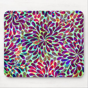Colourful Abstract Floral Design Mouse Mat