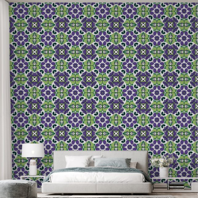 Colourful Abstract Floral Design Wallpaper (Bedroom)