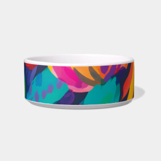 Colourful Abstract Floral Dog Bowl – Modern Pet