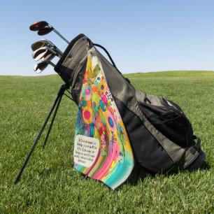 Colourful Abstract Floral Funny Golf Towel