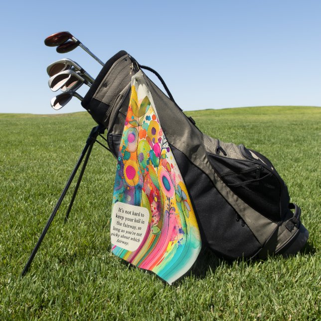 Colourful Abstract Floral Funny Golf Towel (Green)