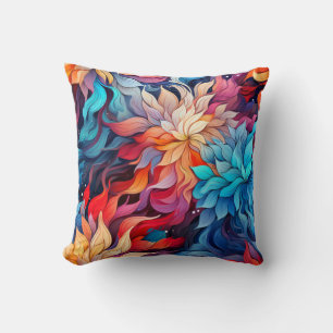 Colourful Abstract Floral Illustration Cushion