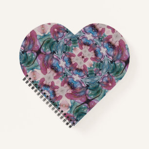 colourful abstract Floral painted pink, green   Notebook
