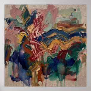 Colourful Abstract Floral Painting Poster