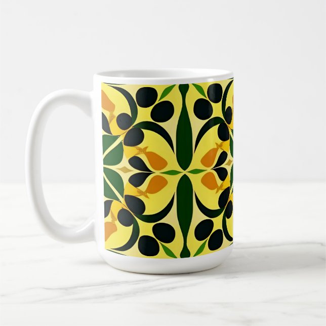 Colourful Abstract Floral Pattern Coffee Mug (Left)