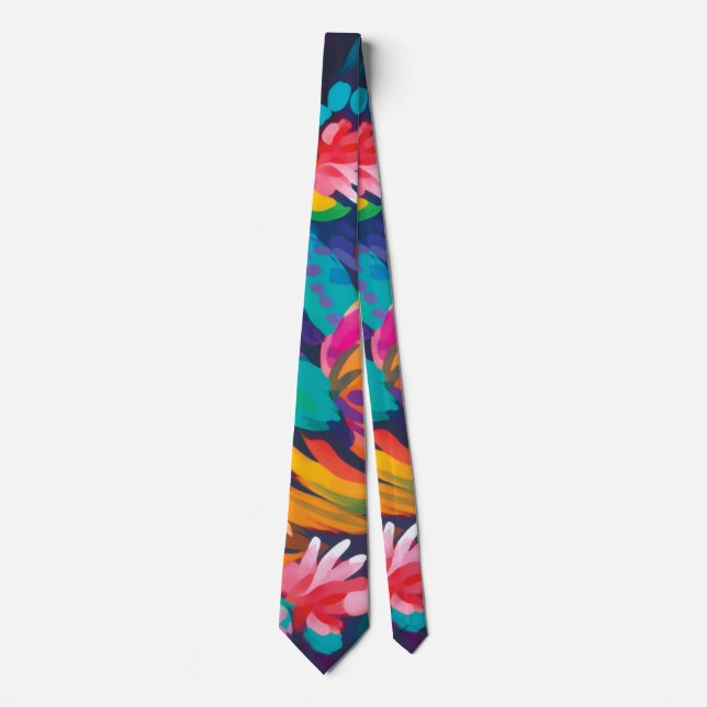 Colourful Abstract Floral Tie Bold Modern Men’s Ti (Front)