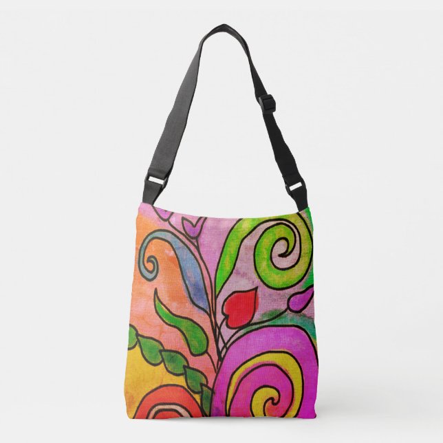 Colourful Abstract Floral Tote (Front)