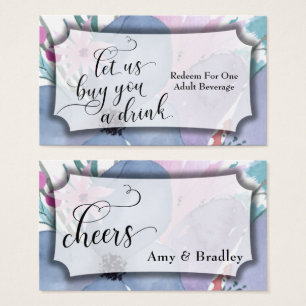 Colourful Abstract Floral Watercolor Drink Tickets