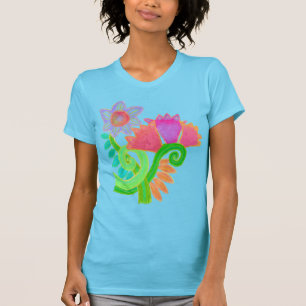 Colourful Abstract Floral Wearable Art T-Shirt