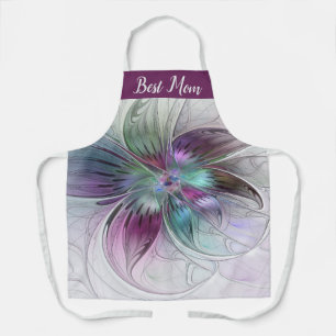 Colourful Abstract Flower Floral Fractal Best Mum Apron