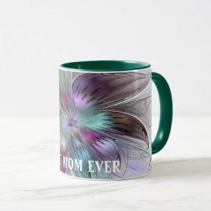 Colourful Abstract Flower Floral Fractal Best Mum Mug