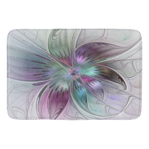 Colourful Abstract Flower Modern Floral Fractal Ar Bath Mat