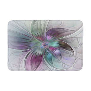 Colourful Abstract Flower Modern Floral Fractal Ar Bath Mat