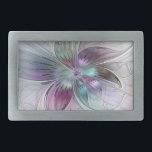 Colourful Abstract Flower Modern Floral Fractal Ar Belt Buckle<br><div class="desc">Multicolored unique fantasy flower fractal. An elegant creation with turquoise,  purple,  aubergine and pastel colours.
Design for your decorative unusual floral belt buckle and more.</div>