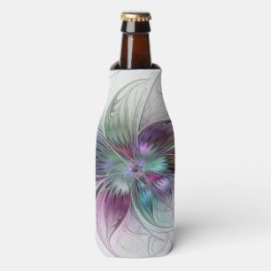 Colourful Abstract Flower Modern Floral Fractal Ar Bottle Cooler
